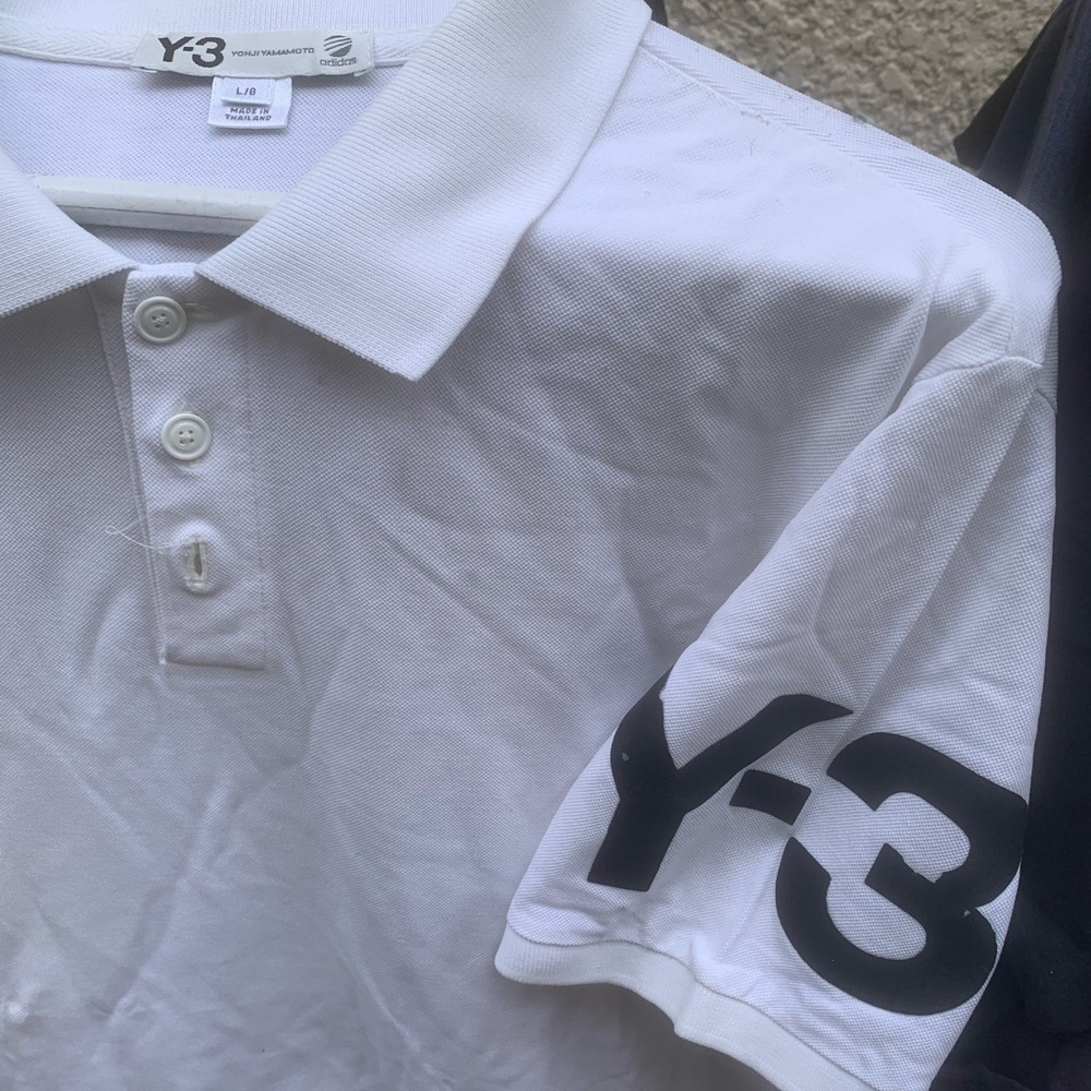 Y-3 sleeve logo polo white L